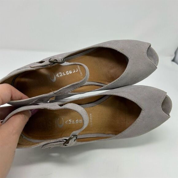 Jeffrey Campbell Women's Light Gray Peep Toe Wedge Heels Size 6 Classic Summer - Picture 12 of 15